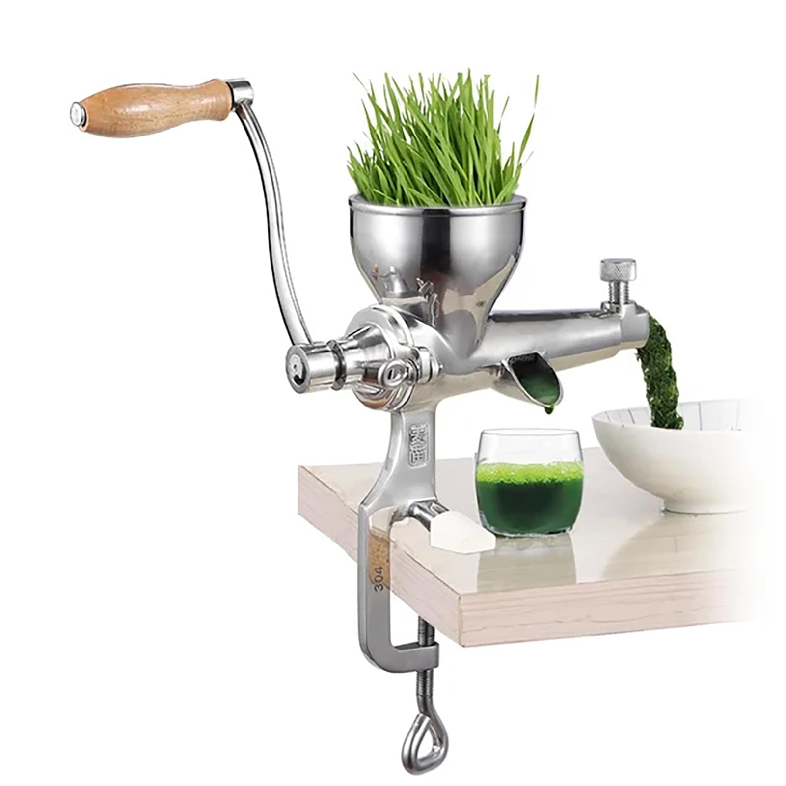 Zeetan Manual Wheatgrass Juicer 304 Stainless Steel Leafy Green Juicer for Juicing Wheatgrass Gingers Apples Grapes for Home Use,Silver