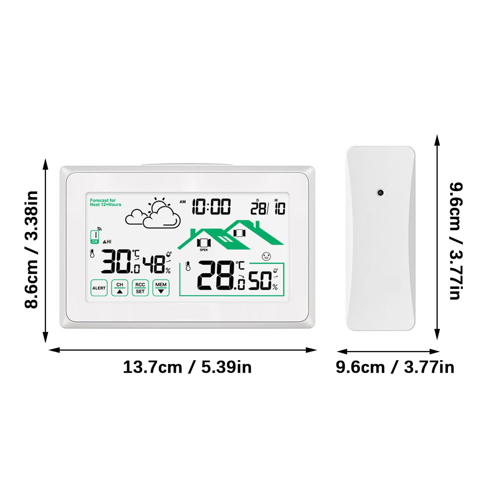 Termómetros para Interiores y Exteriores con Reloj controlado por Radio y Monitor de Temperatura y Humedad para Entorno del hogar Confort Pronóstico del en hogar Sensores de Humedad de
