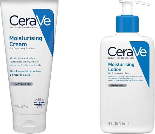 CeraVe Moisturizing Lotion For Dry Skin (236ml) &amp; Moisturizing Cream For Dry To Very Dry Skin (177ml) - With Ceramides &amp; H...