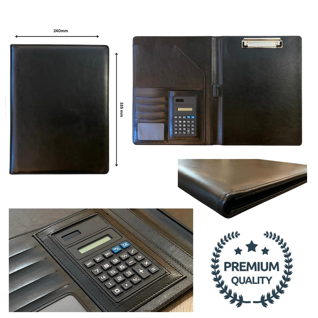 Leder-Portfolio-Ordner für den geschäftlichen Gebrauch, Dokumenten-Organizer mit intelligenter Aufbewahrung, Taschenrechner, Schreibblock, Padfolio, All-in-One, professionelles
