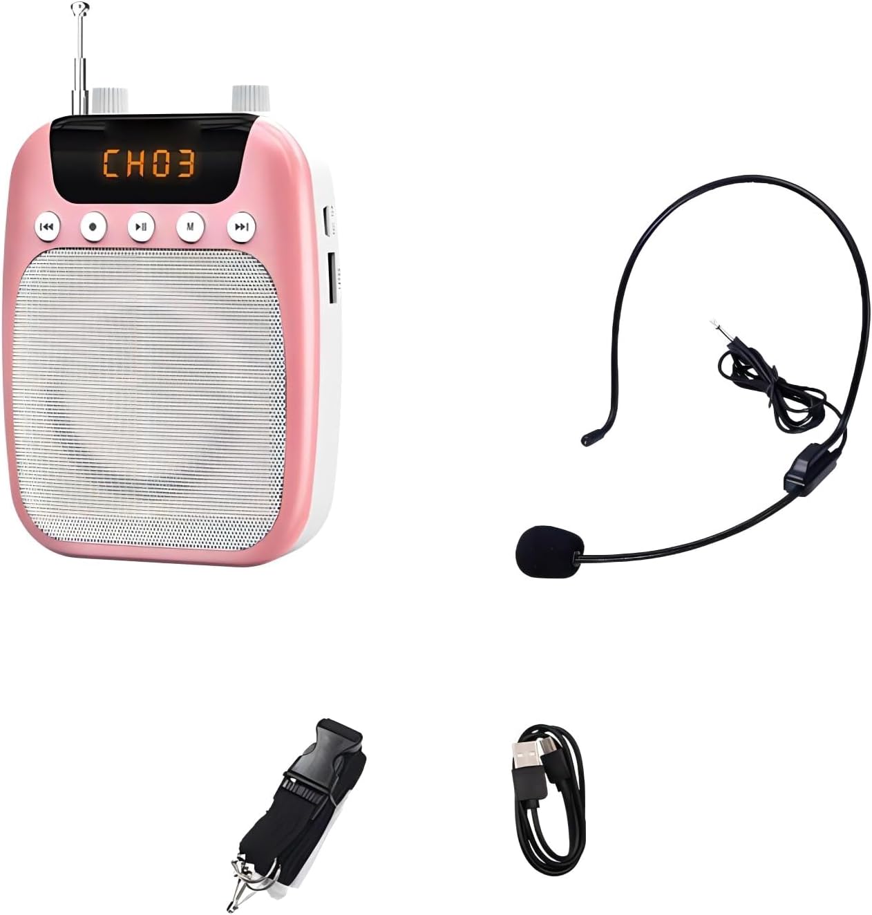 Voice Amplifier with Microphone 2500mAh Rechargeable for Teaching and Group Guidance Classes