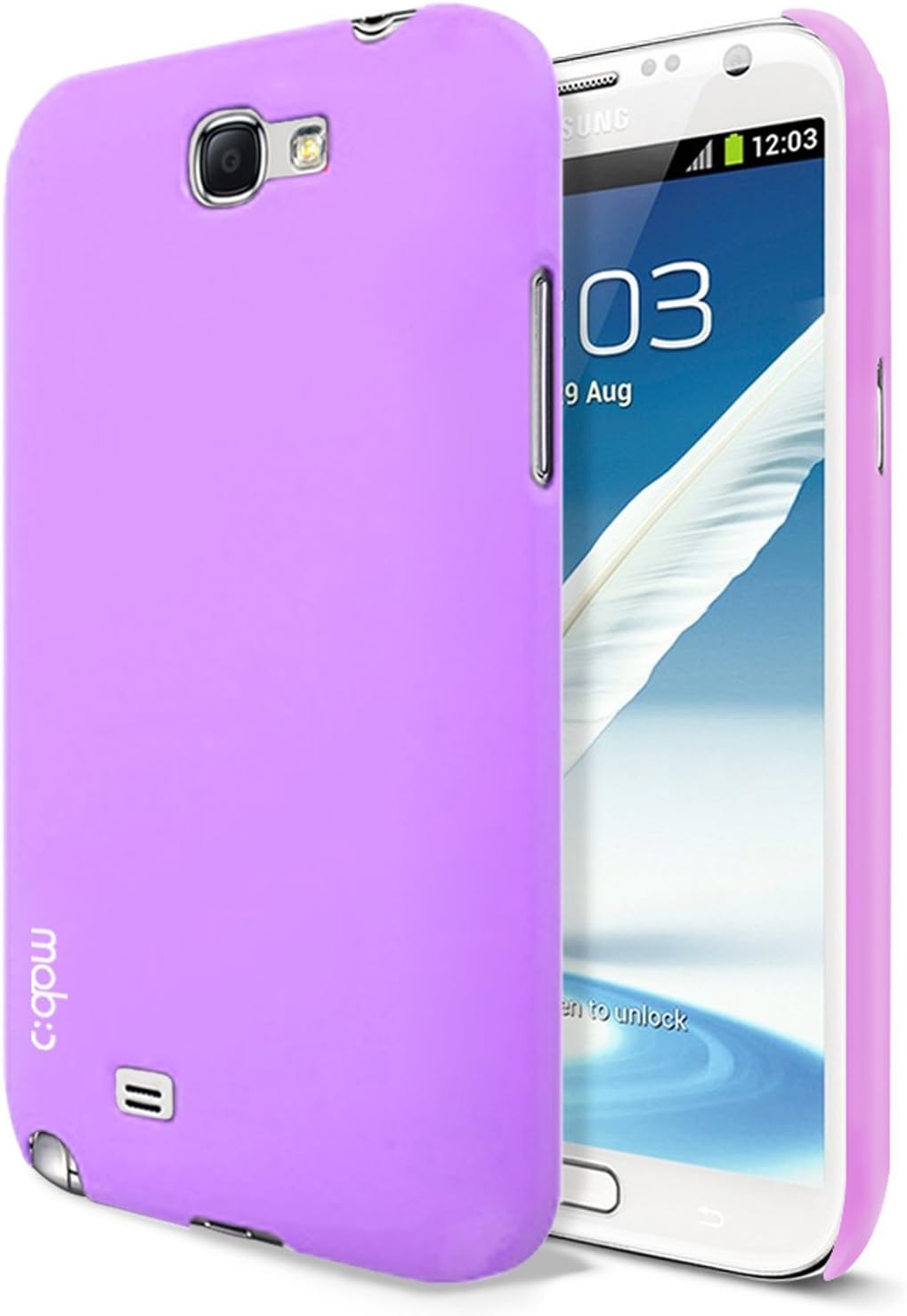 MobC Galaxy Note 2 N7100 Case ColorPop Pastel - Rubberized Matte Slim Fit - Screen Protector / Home Button Included - Lavender Purple