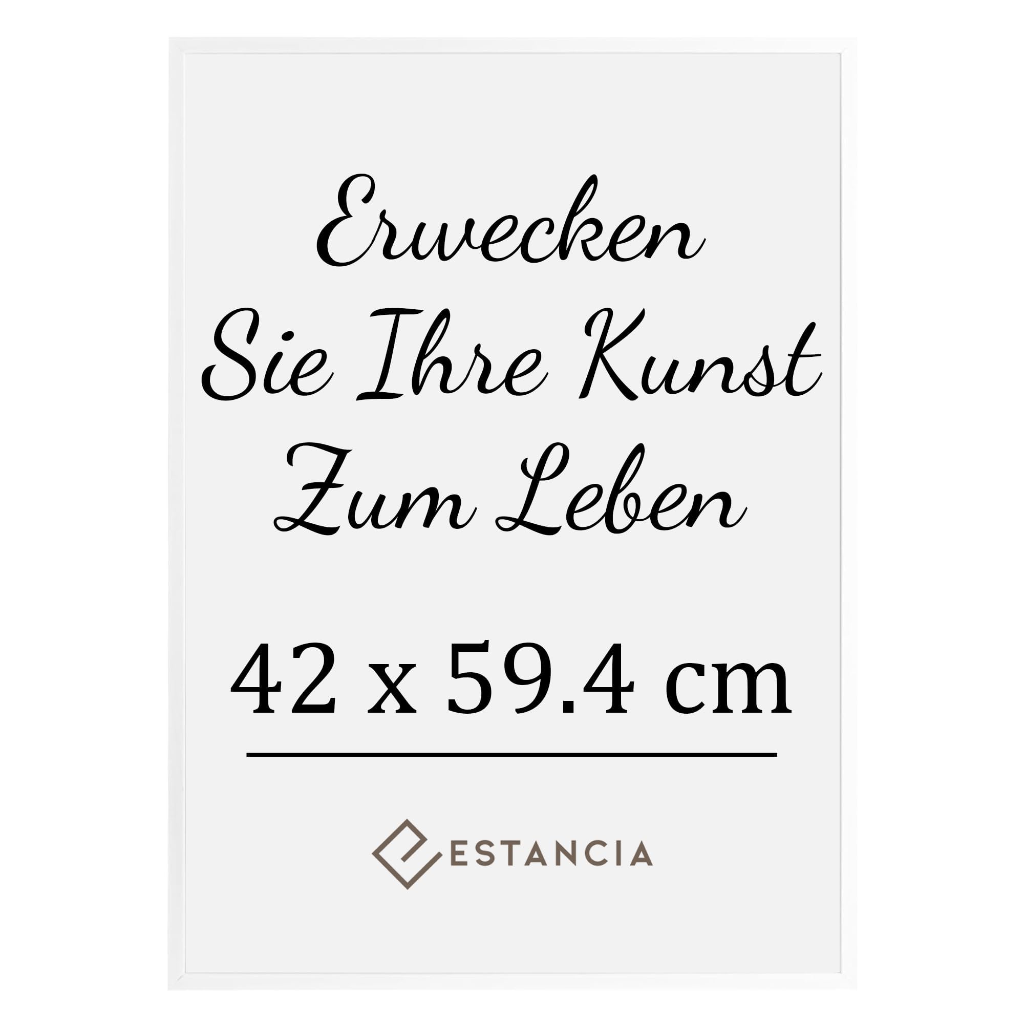Estancia Weißer Bilderrahmen aus Kiefernholz 42x59,4 cm (A2) mit Bruchsicherem Acrylglas | Moderner 42 x 59,4 cm Holz-Bilderrahmen Din A2