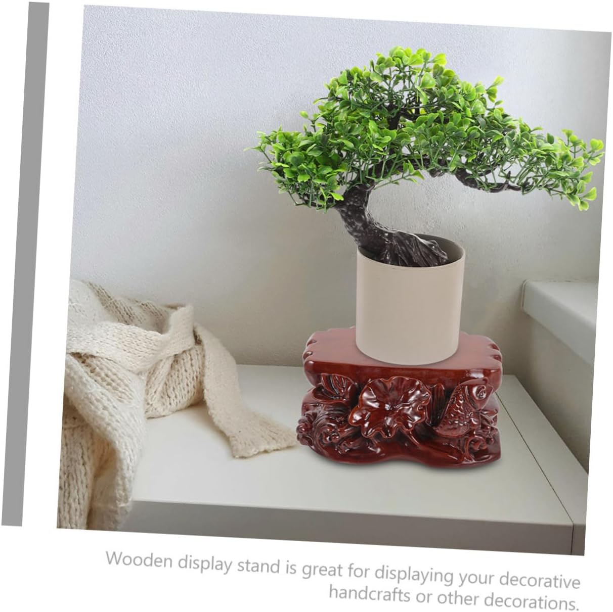 Luxshiny Wooden Display Stand Decorative Holder for Vases and Handicrafts for Indoor Plant Stands and Home Decor Sturdy Base for Showcasing Art and Stone