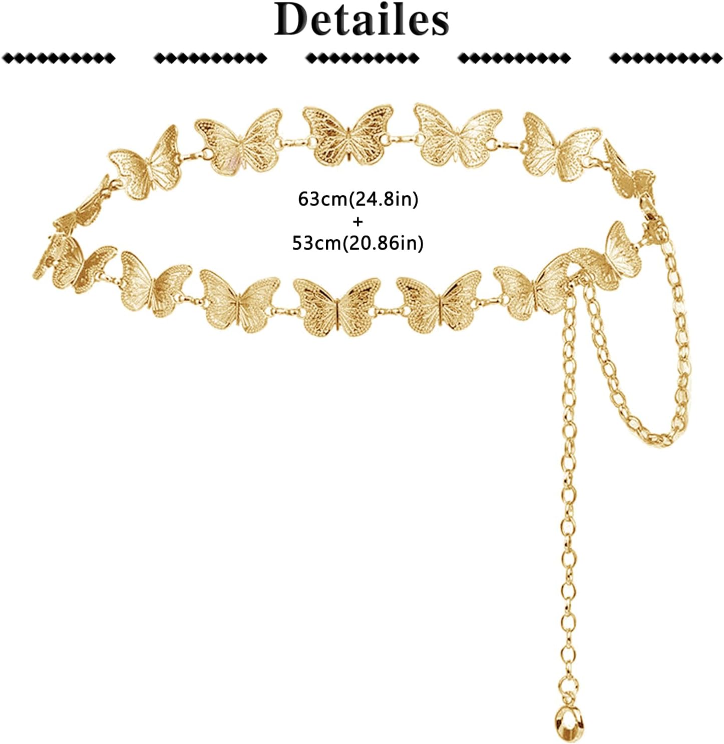 QWALIT Silver Gold Chain Belt for Women - Fashion Silver Waist Chain Belt With Star, Butterfly, Heart - Metal Belt, Music Festival Y2K Accessories Y2K Outfit - Image 5