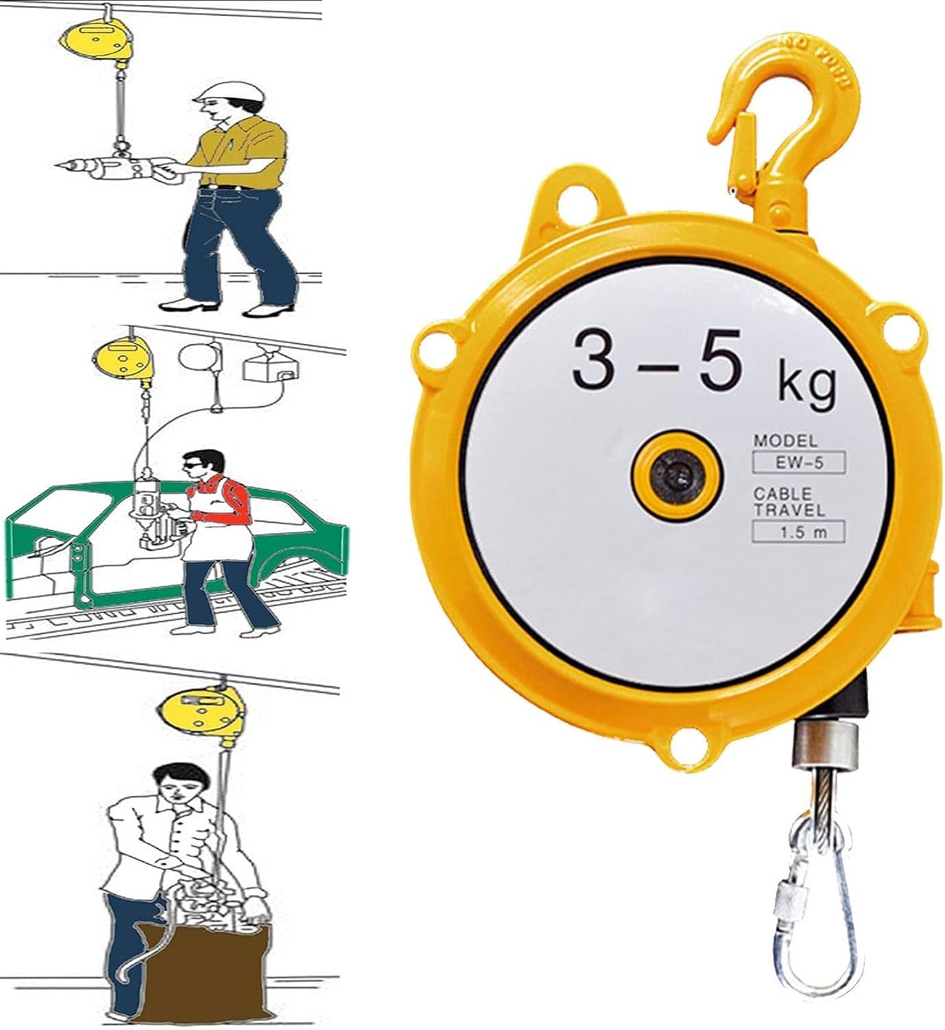 Federbalancer Werkzeugbalancer Halter Einstellbares Lastgewicht 0,5-16kg Hängevorrichtung für Montagelinie Einziehbar Feststellbar Verschiedene Spezifikationen, 3-5kg, 3-5kg