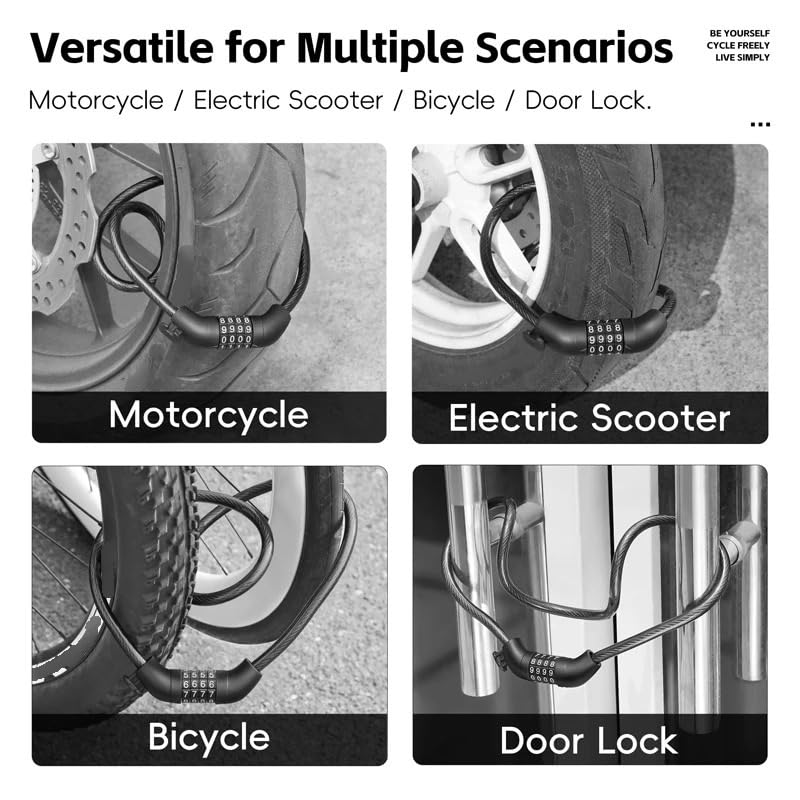 Cadenas Velo Câble antivol à combinaison 4 chiffres for vélo, fil d'acier épais