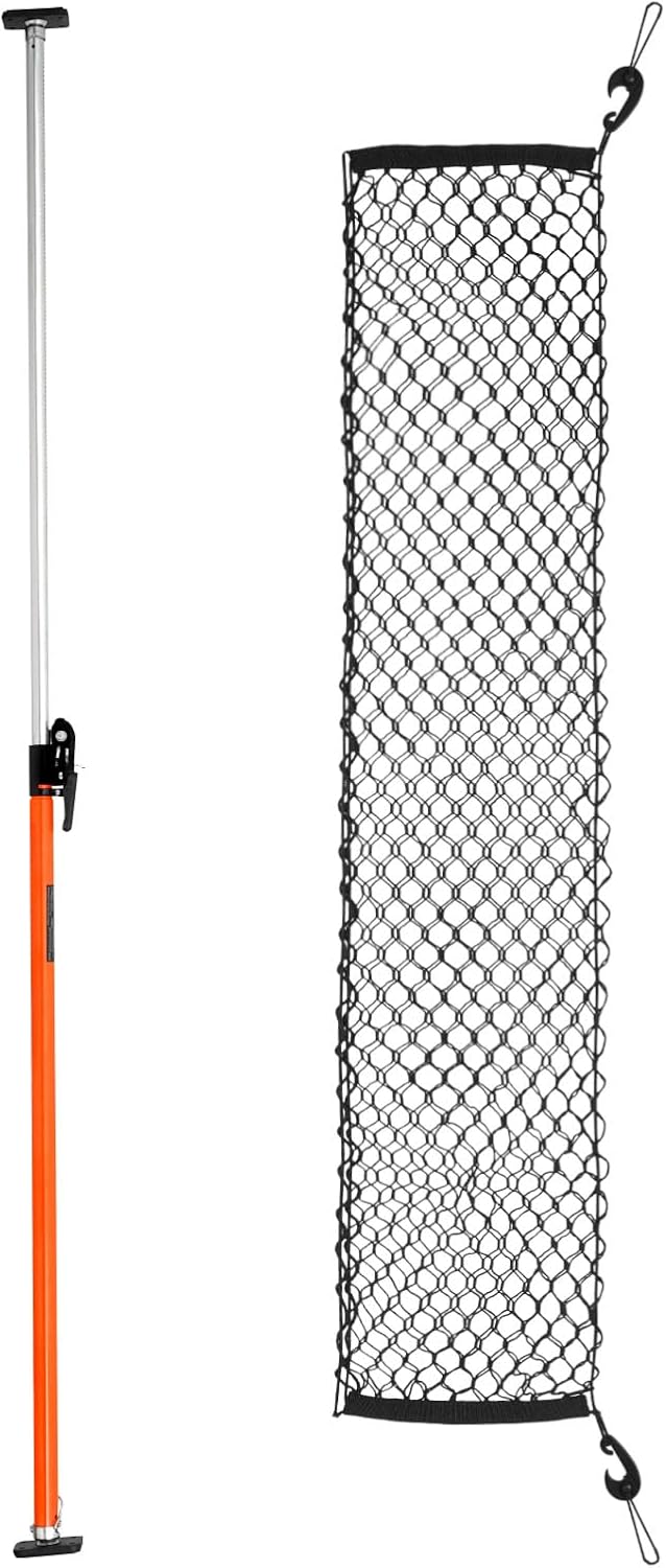 VEVOR Cargo Bar, Cargo Bar Adjustable from 40" to 73", Heavy-Duty Steel Cargos Stabilizer with Storage Net & Non-Slip Foot Pads, Telescoping Load Lock Bars Stop Sliding for SUVs, Sedans