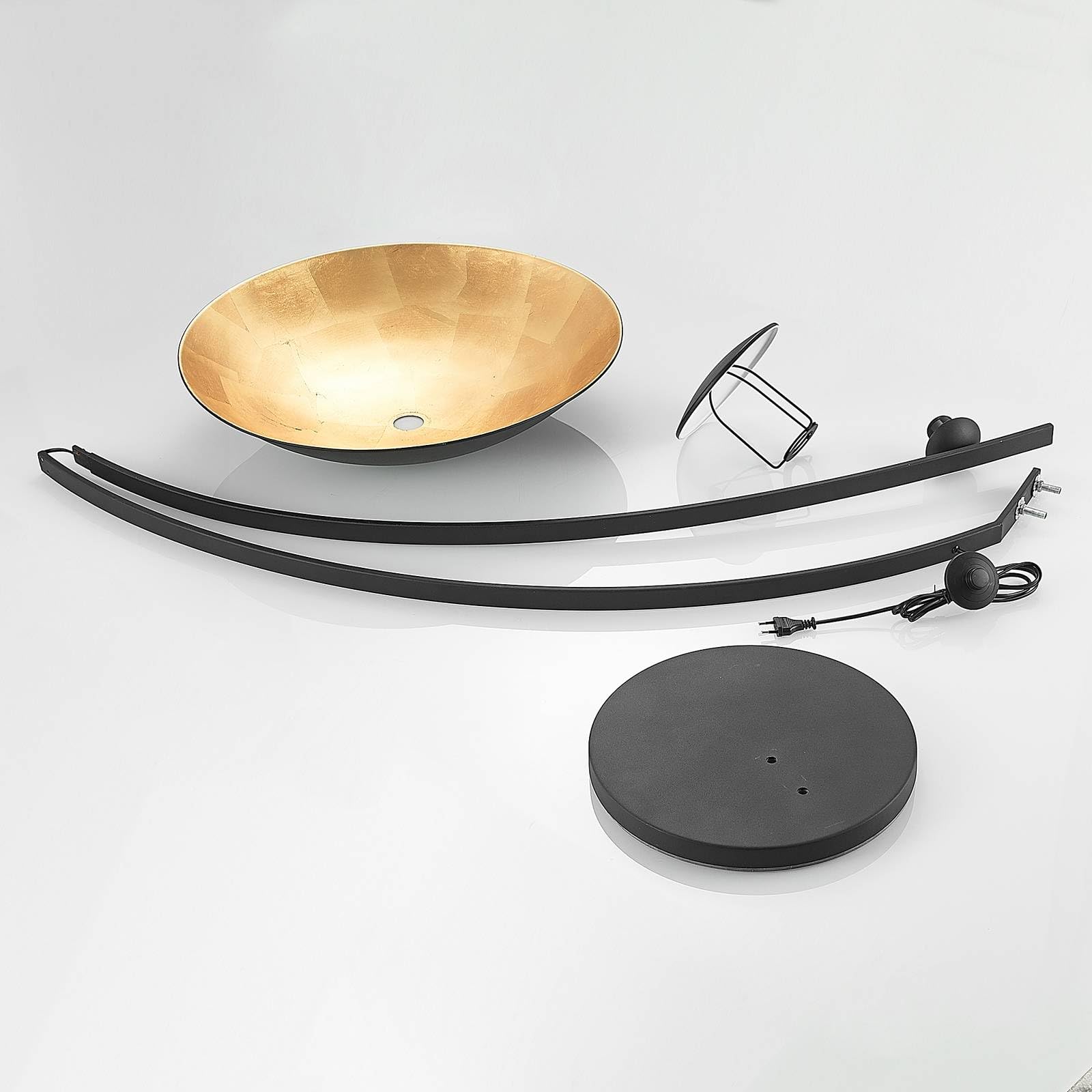 Lindby Lámpara de pie Emilienne (Moderno) en Negro hecho Metal e.o. para Salón & Comedor (1 llama, E27) lámpara arco