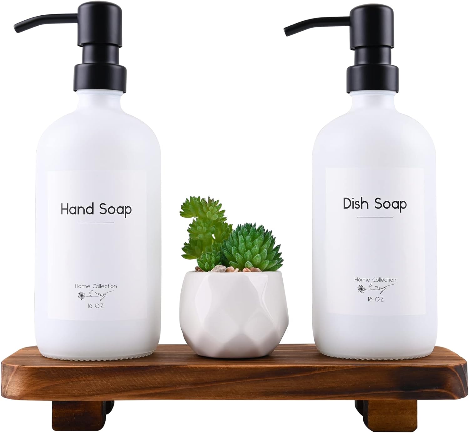 Halomoon Glass Soap Dispenser with Tray 16.9 OZ Hand Soap