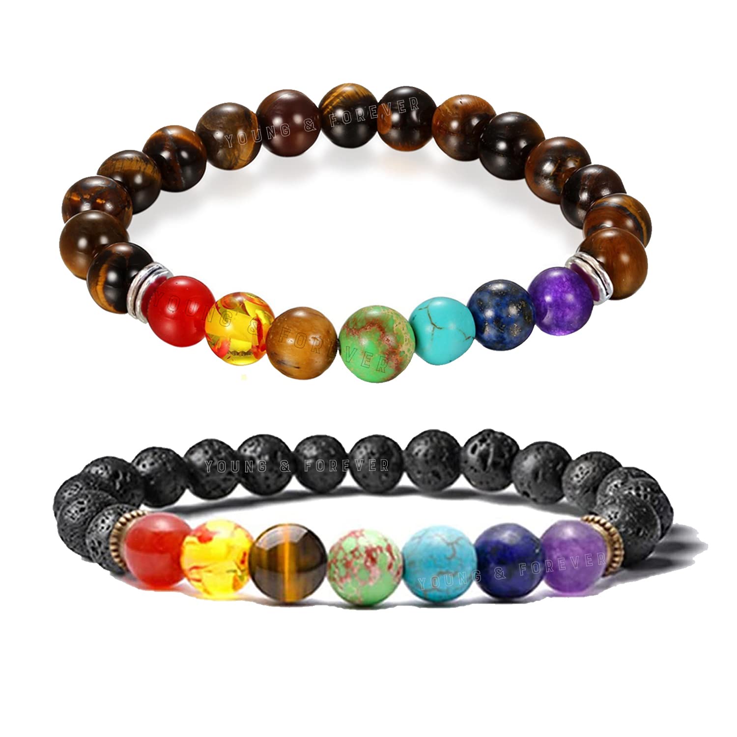 Young & ForeverGift Beaded Bracelets Stone Beads for Women Long Distance Relationships Bracelets Set of 2 Couples Gift bestfriends two matching bracelet Couple Bracelet for Lovers Pair