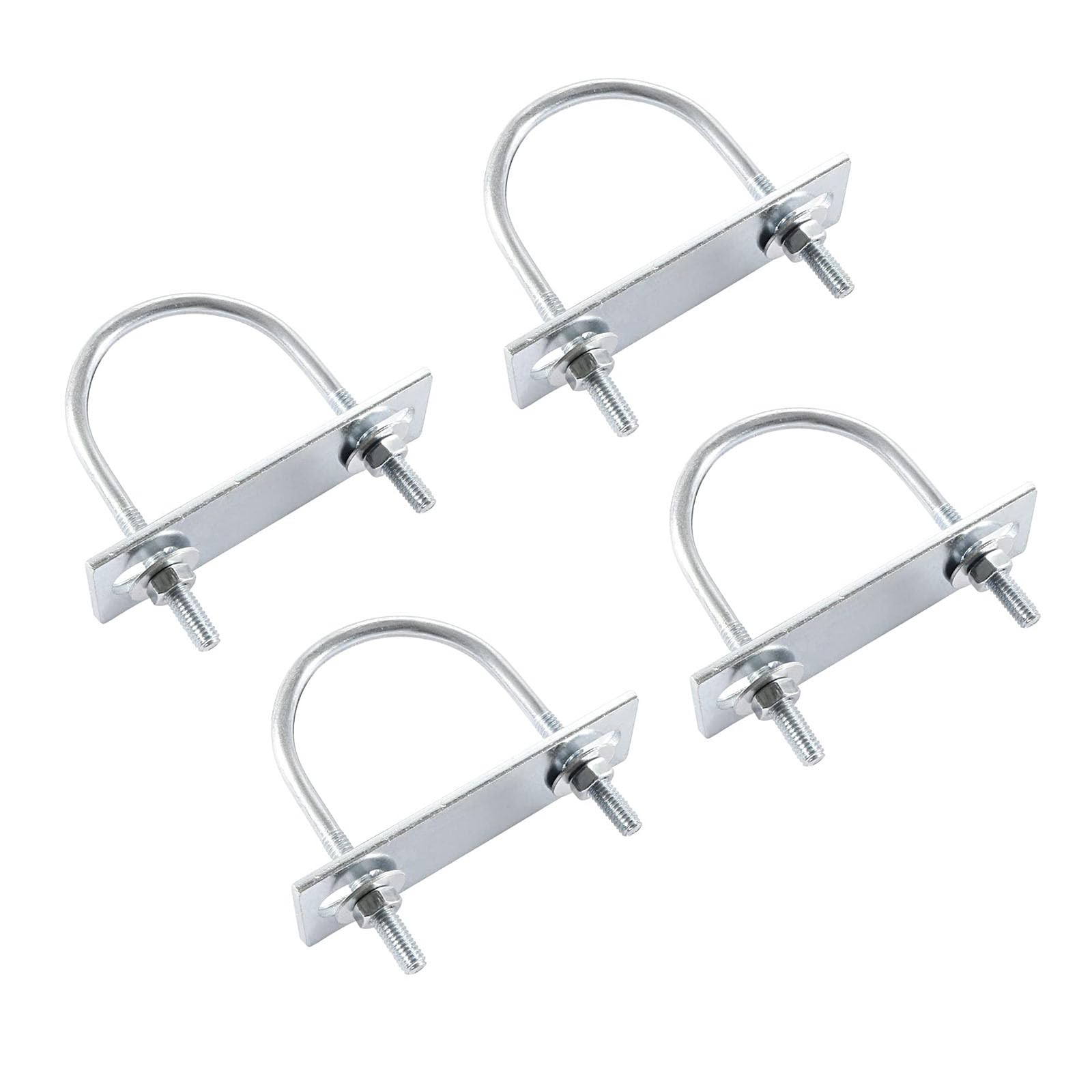 TA-VIGOR 4 sets M6 Round U-Bolts, 50mm Inner Width 80mm Length Steel U-Bolts with Nut, Plate