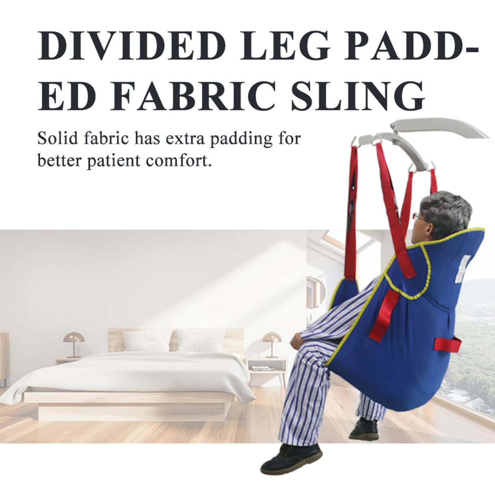Grúa Paciente Eslinga Elevación con para Paciente Y Minusválido,Arnés Elevación Paciente Cuerpo Completo para Posicionamiento Y Elevación La Cama,Carga MáXima 150 Kg L