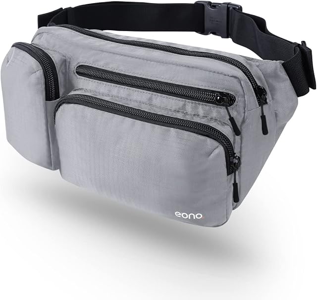 Amazon Brand - Eono Water Resistant Bum Bag with Multi-Pockets , Large Capacity Waist Fanny Pack for Hiking, Dog Walking, Travel & Outdoor Activities