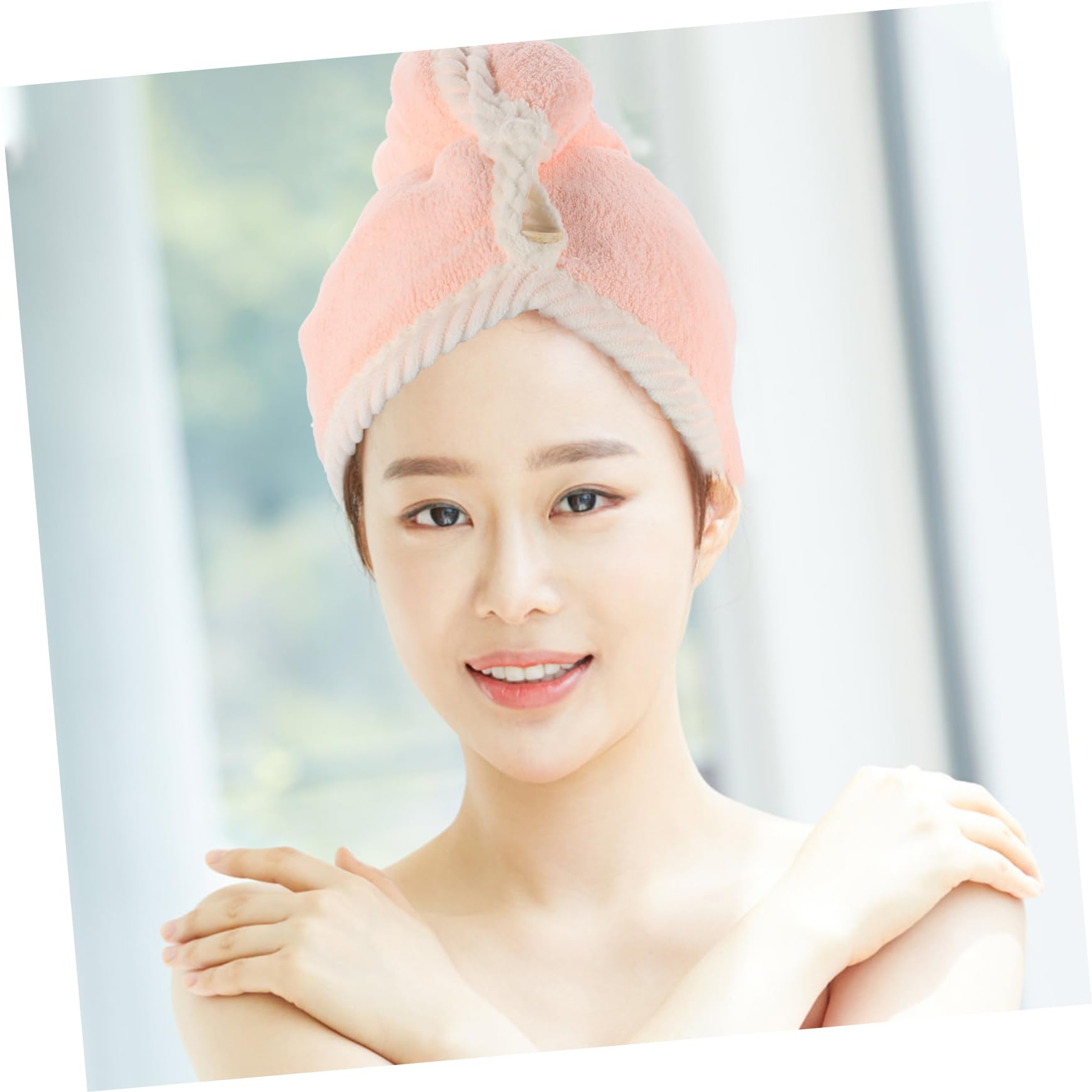 CALLARON Super Absorbent Hair Drying Towel Wrap with Button Design Quick Drying Hair Hat for Women Fleece Water Absorbent Hair Turban for Wet Hair After Shower Soft