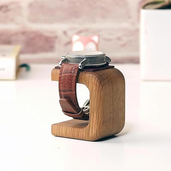 Luxury Watch Stand Handmade Display Tower, Wooden Display Base, Single Watch Holder With Leather Pad Feature | Men Women Collection Desk Shelf Organizer Storage For All Models Timepieces