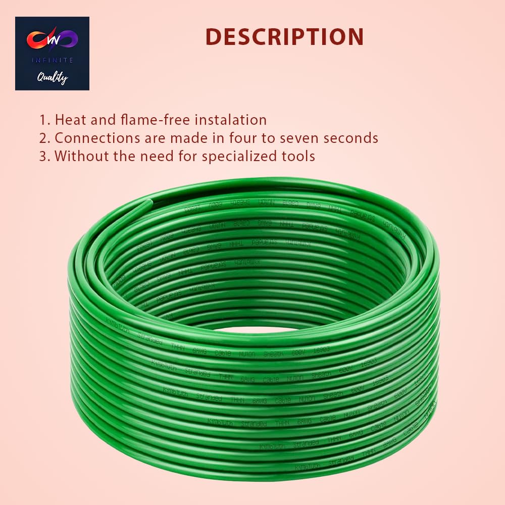 8 AWG THHN Wire 8 Gauge Stranded Bare Copper Electrical Building Wire with Nylon Jacket PVC Insulation Rated 600V Residential, CNC, Ground, Industrial (25FT Green)