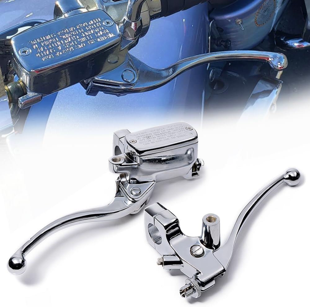 Chrome Universal 1" 25mm Motorcycle Master Cylinder Front Brake & Clutch Levers Set for Harley