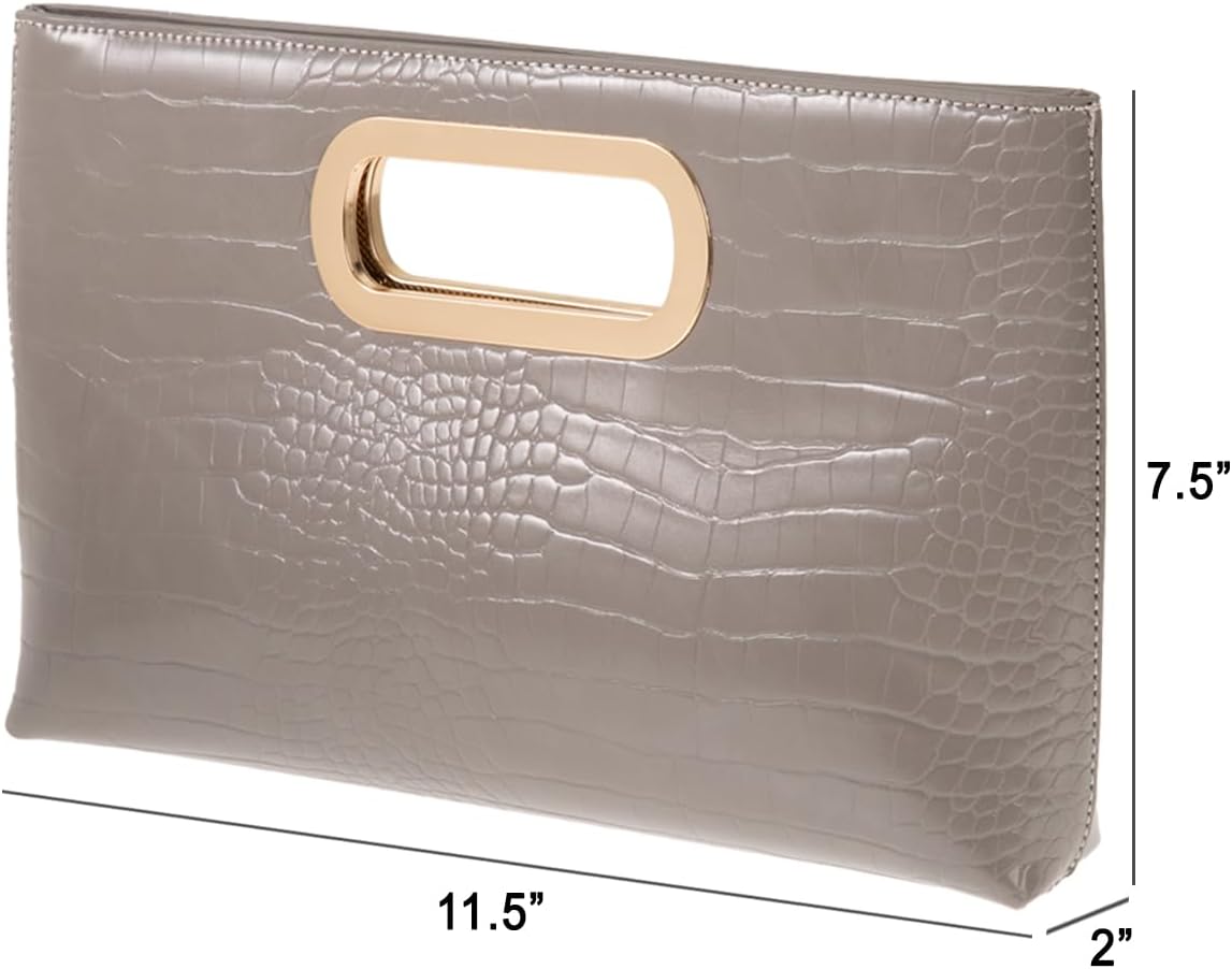 Crocodile Synthetic Leather Top Handle Clutch - Image 2