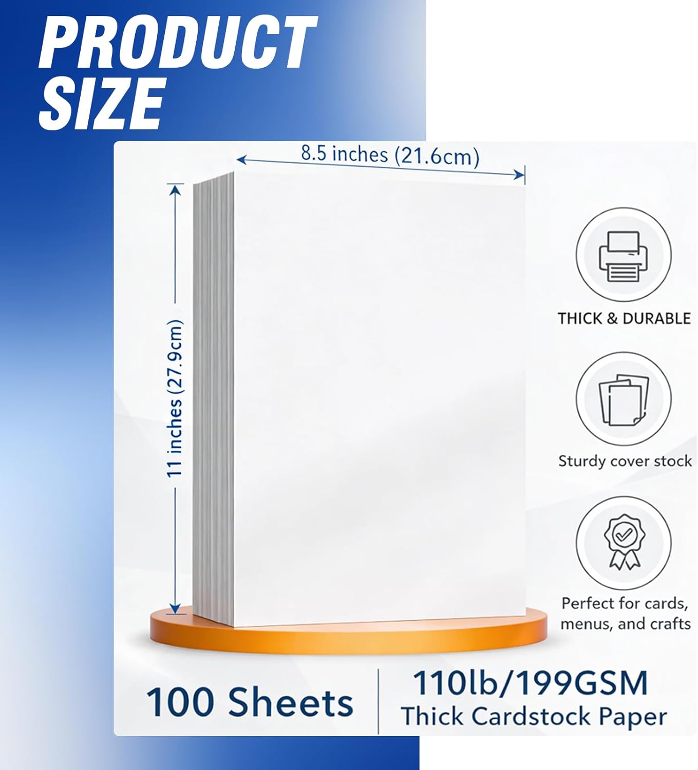 Veritas White Cardstock 8.5 x 11”, 110LB/199GSM Heavyweight Card Stock, 100 Sheets, Thick Cardstock Printer Paper for Copy, Printing, Art Projects, Invitations, Made In USA