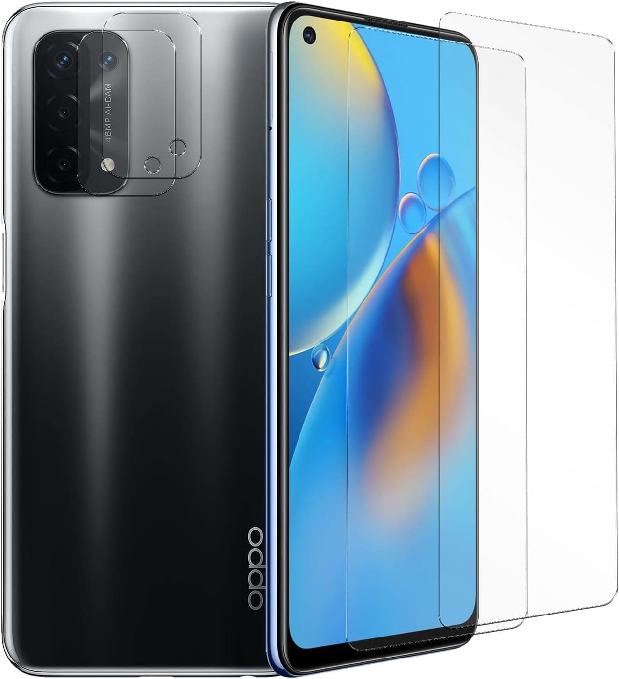Verco Tempered glass for OPPO A54 5G protective film, A74 5G tempered glass [4-in-1 savings set, 2x screen protector