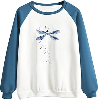 KonJim Sweatshirt for Women Novelty Print Long Sleeve Loose Sweatshirts Casual Animal Insect Printed Shirts Tops Comfortable Athletic Pullover Tops Crewneck Shirt Tops