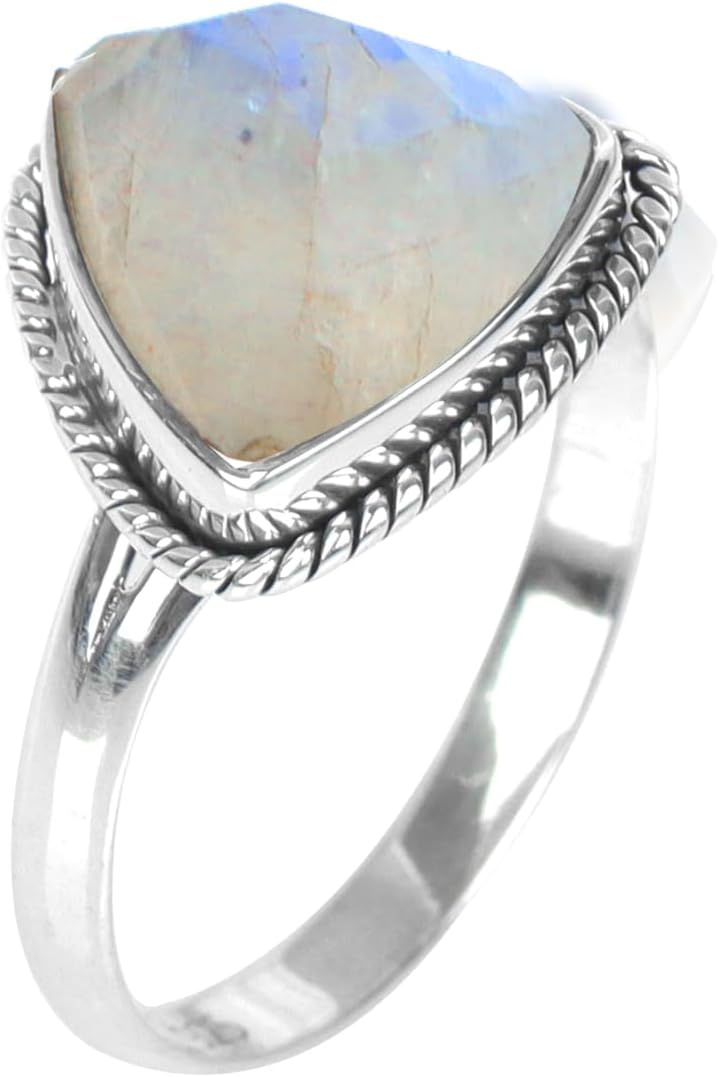 Rainbow moonstone Ring, 925 Sterling Silver Handmade Women's Ring - Image 2