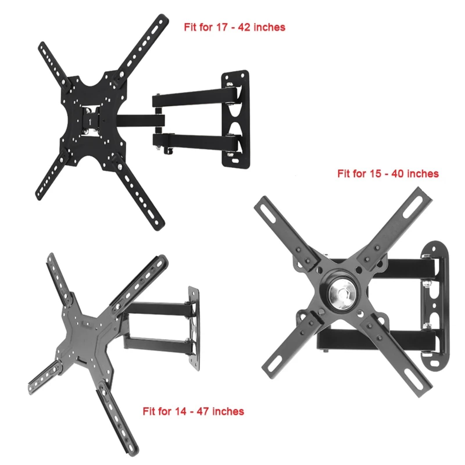 SERDAS Supporto telescopico regolabile da parete per TV LED/LCD da 17-42 pollici, 15-40 pollici, 14-47 pollici (adatto per TV da 15 a 40 pollici)