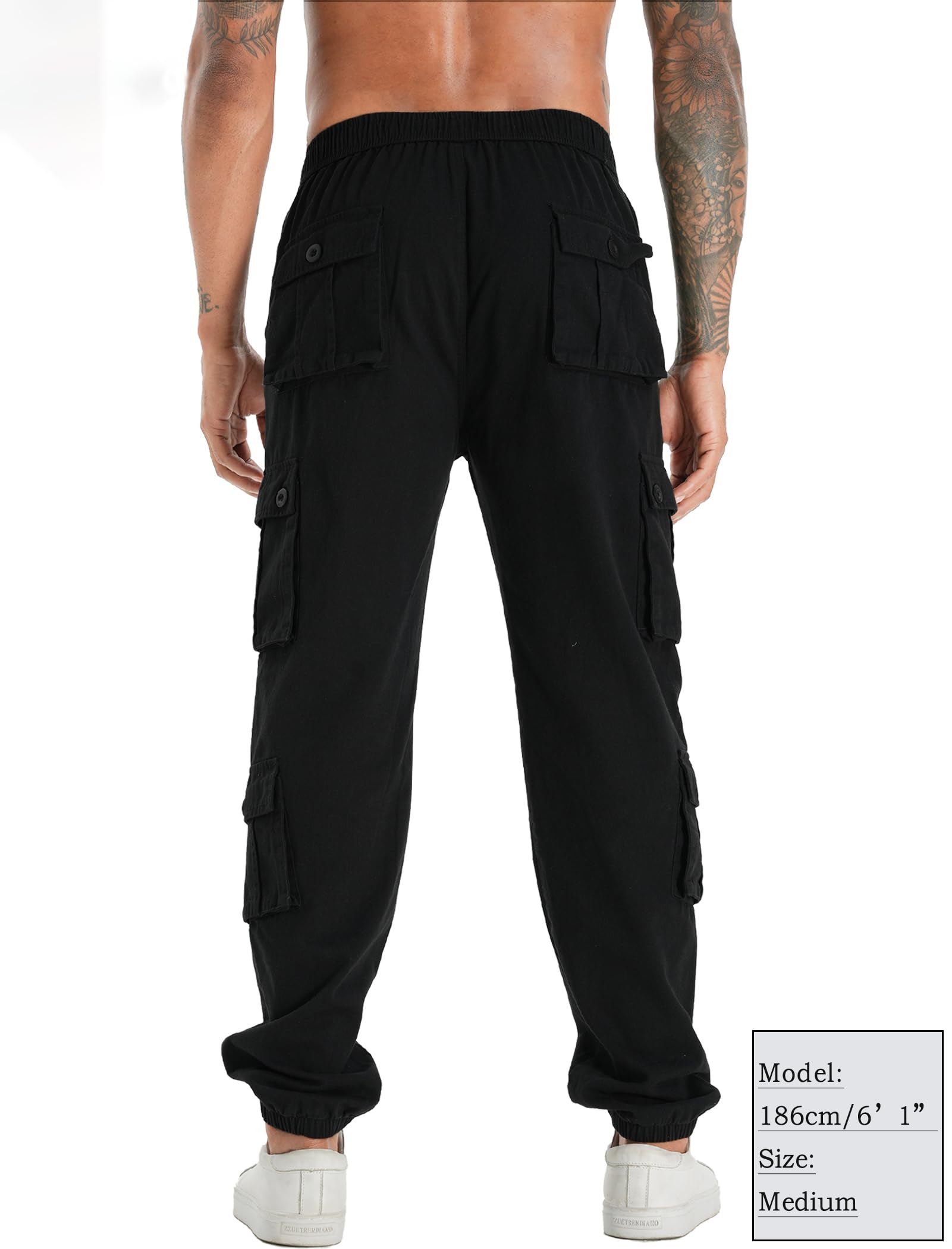 APTRO Herren Cargo Hose Camouflage Freizeithose Elastische Taille Arbeitshose Lange Baumwolle Jogginghose mit 8 Tachen LT23