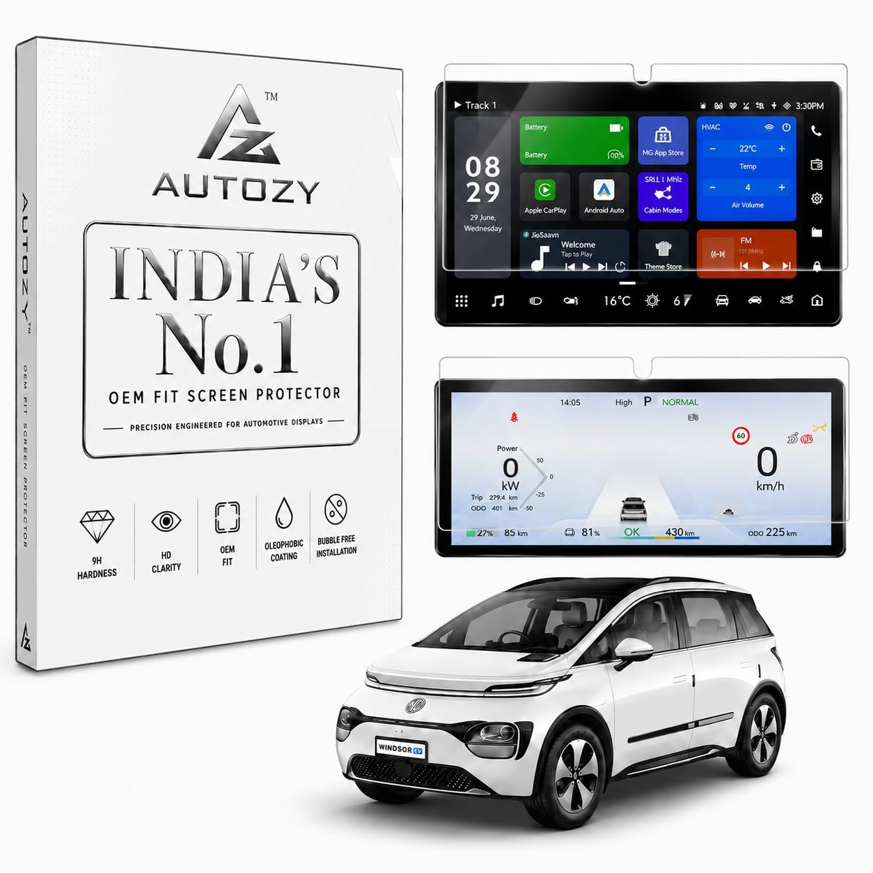 PrecisionFit™ Screen Protector Compatible with MG Windsor EV & Windsor EV PRO (2024-2026) | Exclusive, Essence, Exclusive Pro & Essence Pro | 15.6 Inch Infotainment Screen + 8.8 Inch LCD Digital Instrument Cluster Protection Kit | HD Clear | 9H Scratch Resistant | Bubble Free Installation-image-13