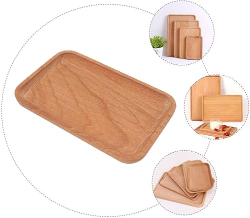 Miniatura 3 de Cabilock Bandejas de madera para alimentos de madera, platos de madera, plato de exhibición de servidor de alimentos, plato de pan, plato de servir