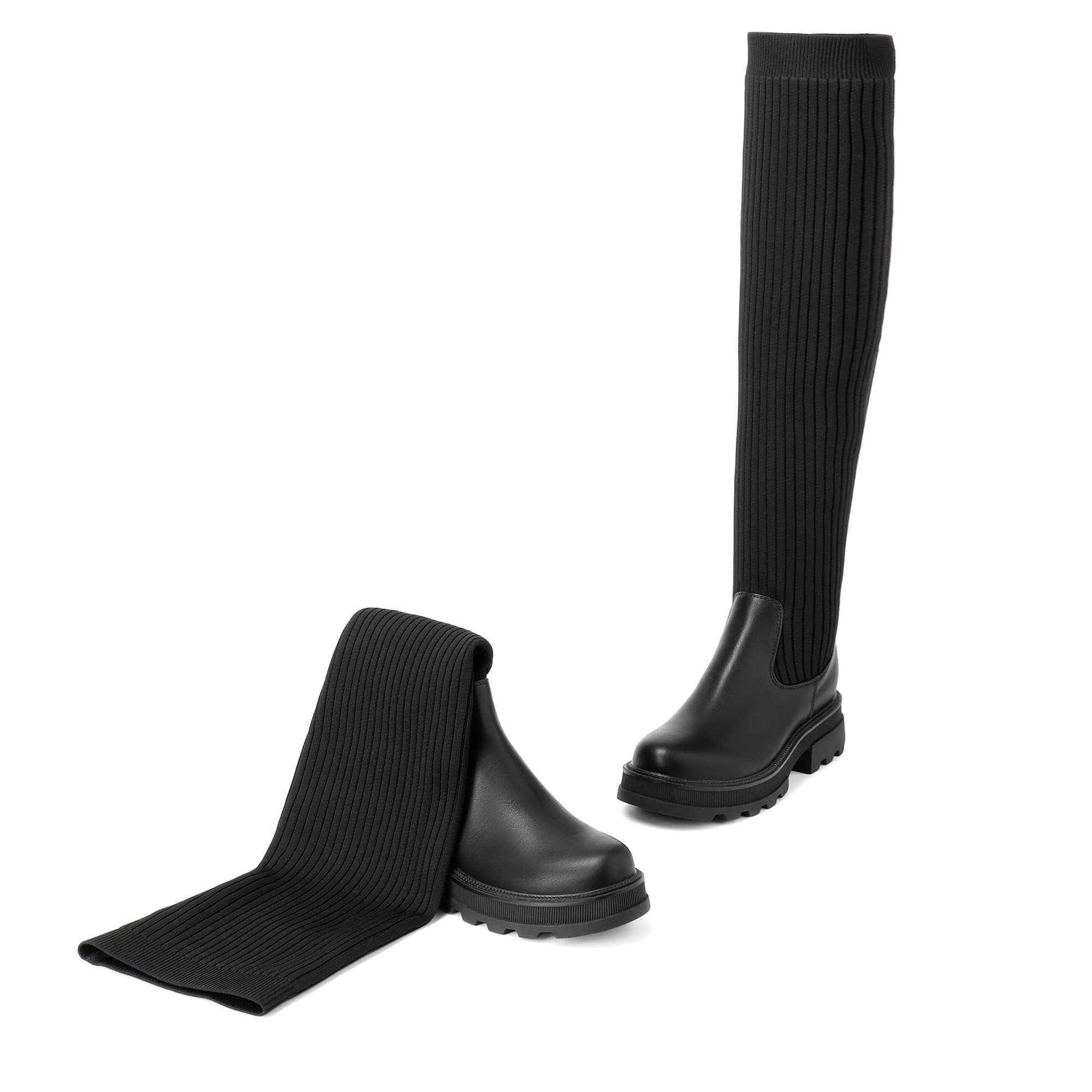 DREAM PAIRS Botas De Caña Extra Larga de Mujer Botas por Arriba de la Rodilla Botas Elástica Invierno Elegantes Y Estilo SDOB2201W-E