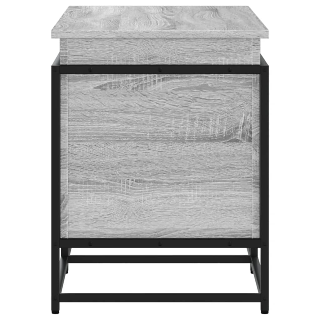 Caja de almacenamiento con tapa gris Sonoma de madera y metal, 100 x 40 x 51,5 cm, rectangular, para el hogar, salón, pasillo, como ayudante de organización y estante con sistema de