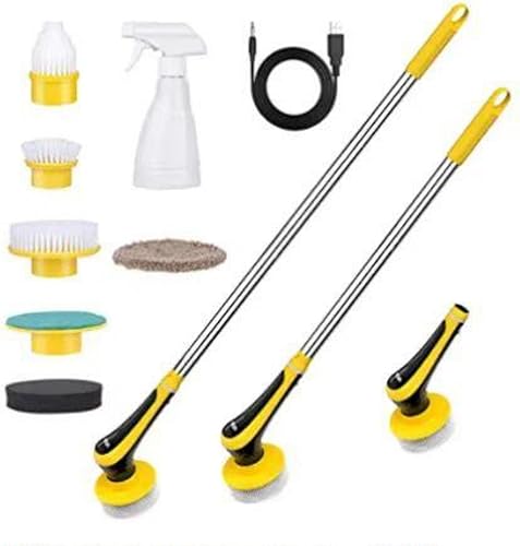 Housework Good Helper - Limpiador giratorio eléctrico, 6 cabezales de cepillo de repuesto, cepillo eléctrico inalámbrico, cepillo giratorio de