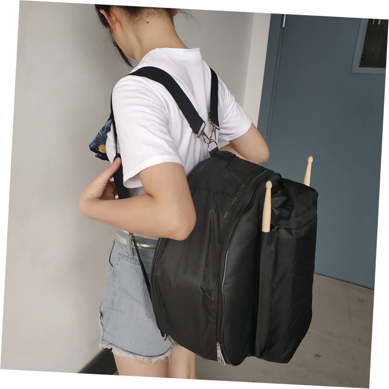 Abaodam Bolsa Para Caja De Batería De Tela Oxford Negra, Mochila Para Accesorios De Percusión Con Asas Reforzadas y Correas Ajustables, Bolsa De Almacenamiento Portátil Para Instrumentos De Percusión