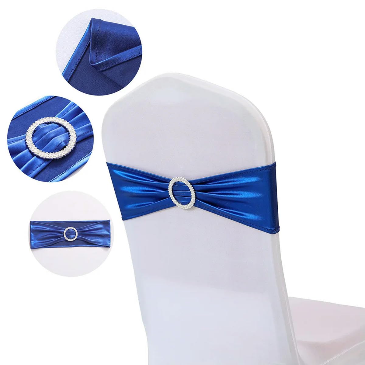 Stuhlschärpen aus Spandex mit Schnalle, Stretch-Stuhlhussen für Hochzeit, Hotel, Bankett, Veranstaltung, Stuhldekorationen, Schwarz, 50 Stück, 10/50 Stück
