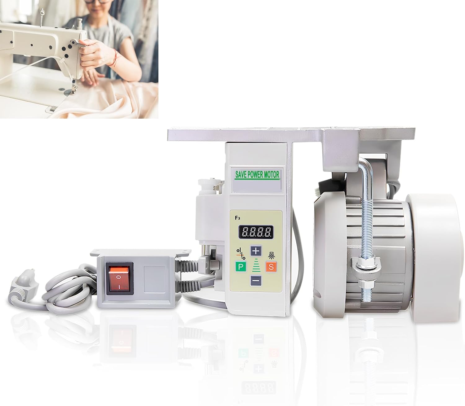 AzureaFlow Industrial Sewing Machine Motor 550W with control box and power switch