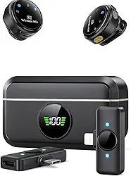 Microfone Móvel Wireless Lapela Plug Play USB C Compatível Lightning para iPhone Android Condensador Omnidirecional Alcance 4.5m Gravação de Vídeo Podcast Vlog Qualidade 48kHz Noise Cancellation