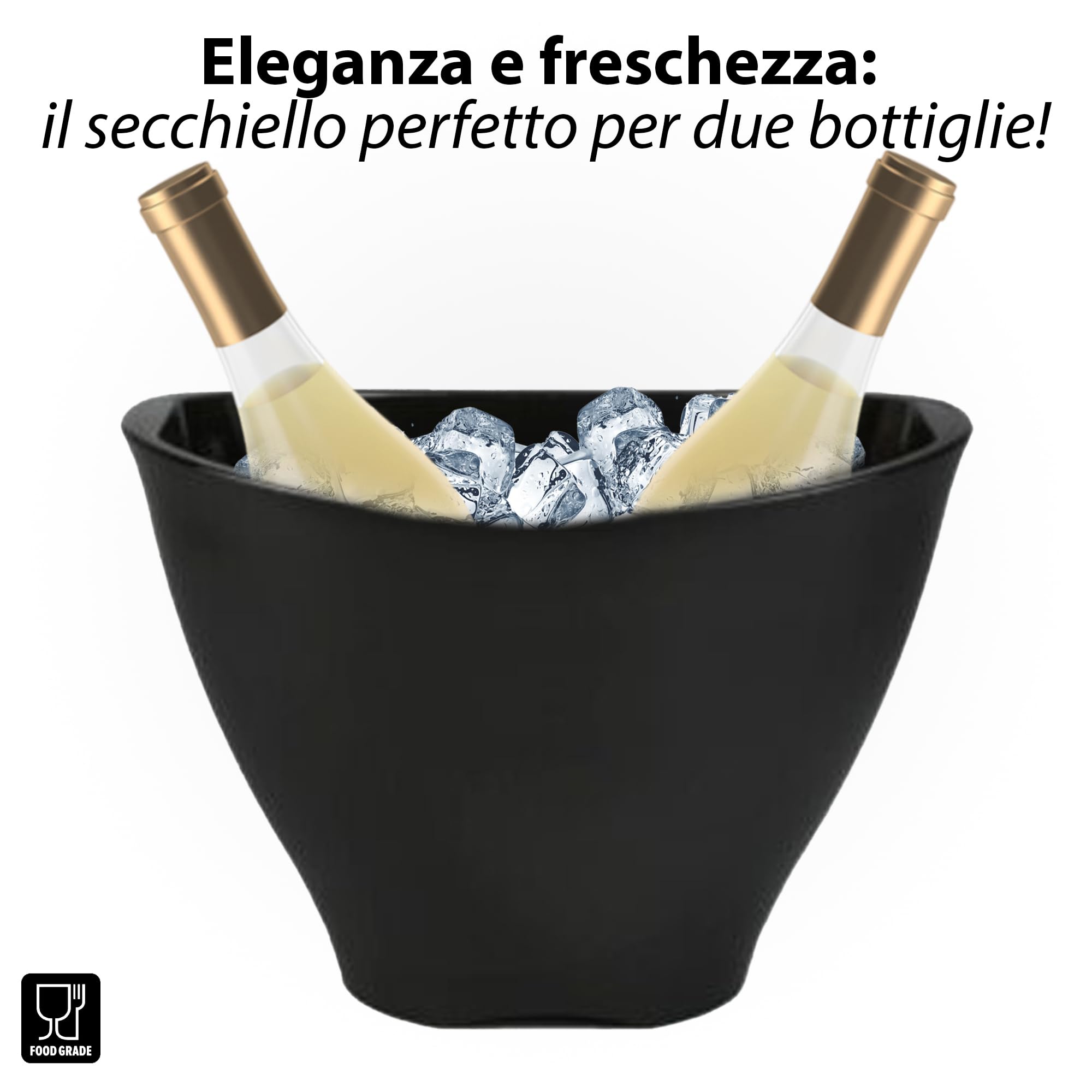 Sicignano - Juego de 6 copas de 27 cl, con 6 vasos de 34 cl, melodía para vino, agua, whisky, licores, cócteles, cristal ecológico, transparentes, resistentes, de regalo con cubo de champán negro y 2