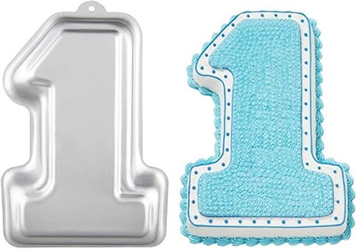 Miniatura 2 de Molde para hornear de aluminio 3D de 10 pulgadas número uno 1 molde para pastel de cumpleaños de lata - número uno 1