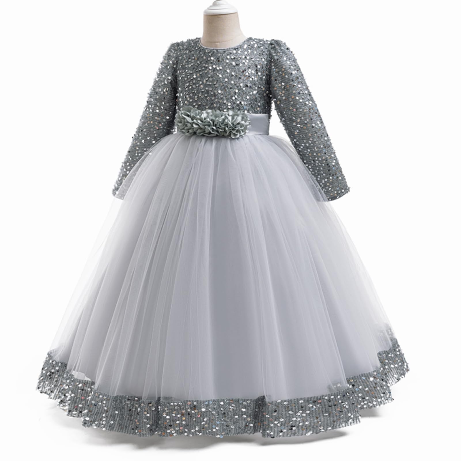 Vestito da festa per ragazze, elegante, lunghezza alla caviglia, in tulle, abito da ballo, principessa, matrimonio, damigella d'onore, concorso, Natale, abiti lunghi