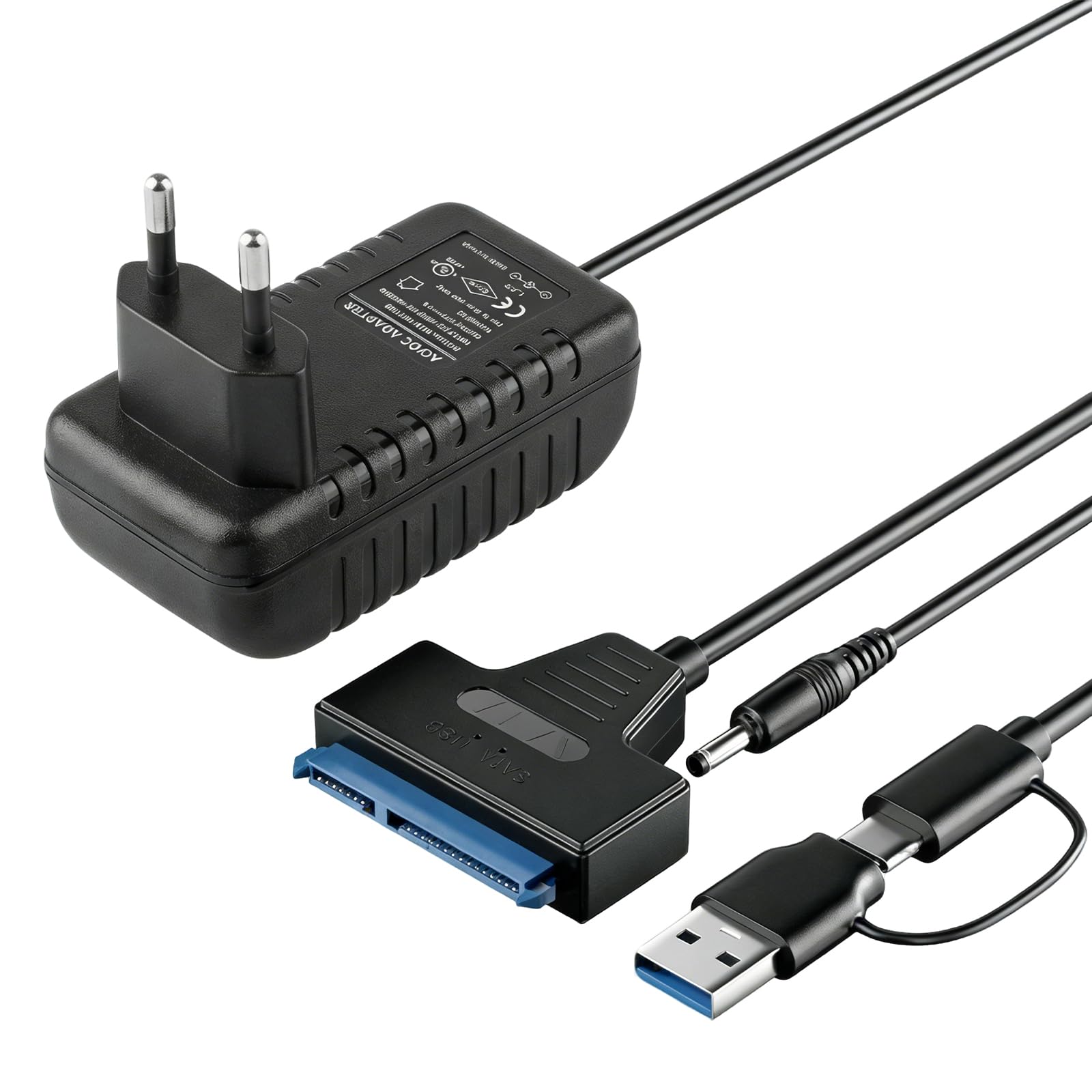Leloco USB 3.0 zu SATA Adapter, 2-in-1 USB A/C auf SATA III