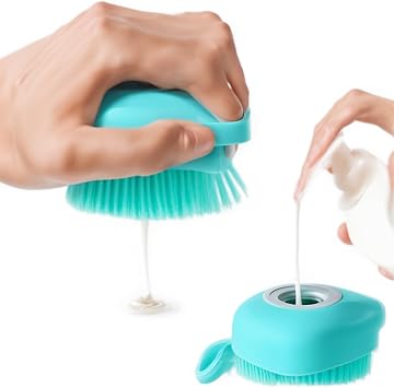 Silicone Bath Fiber Peeling Effective Massage Brush with Busstier Shampoo Chamber Practical Skin Care Tool for Deep Cleansing and Dead Skin Purification