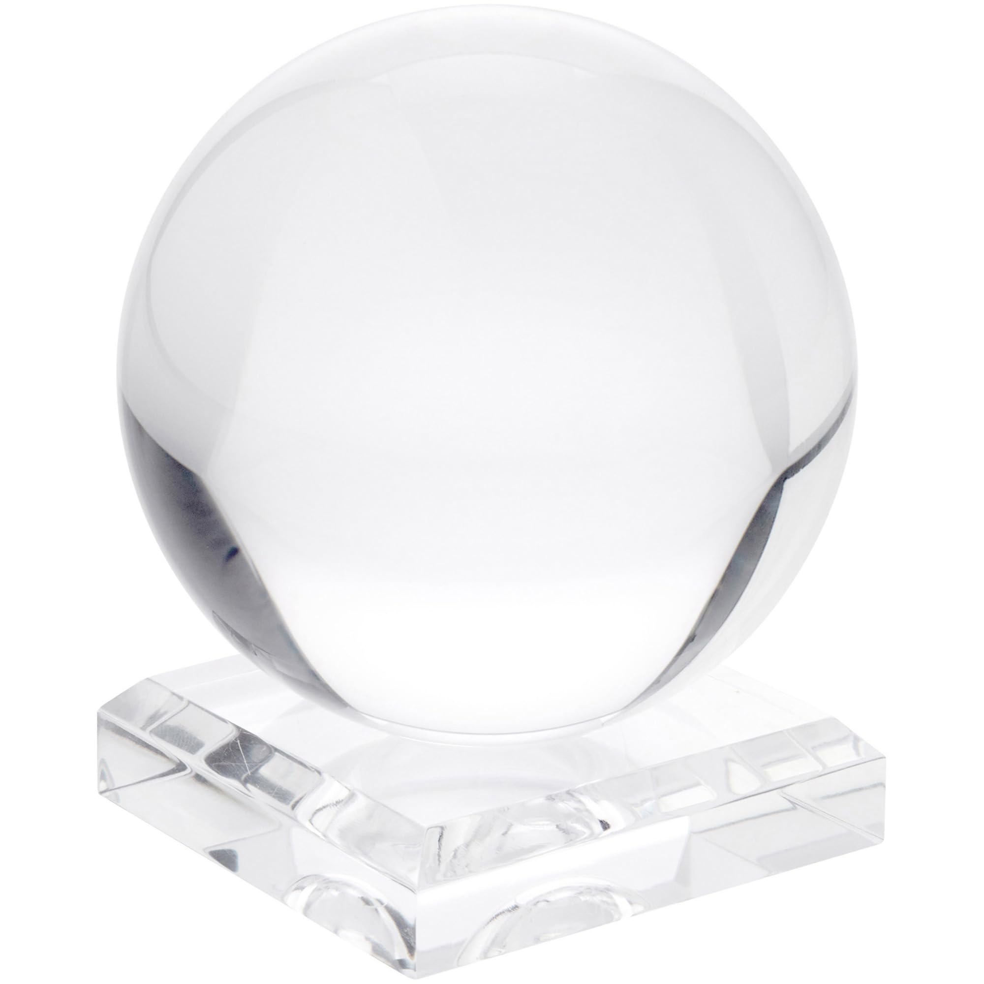 Plymor Clear Acrylic Square Display Base with Indented Circle to Hold Egg, Marble, Ball or Sphere, 3
