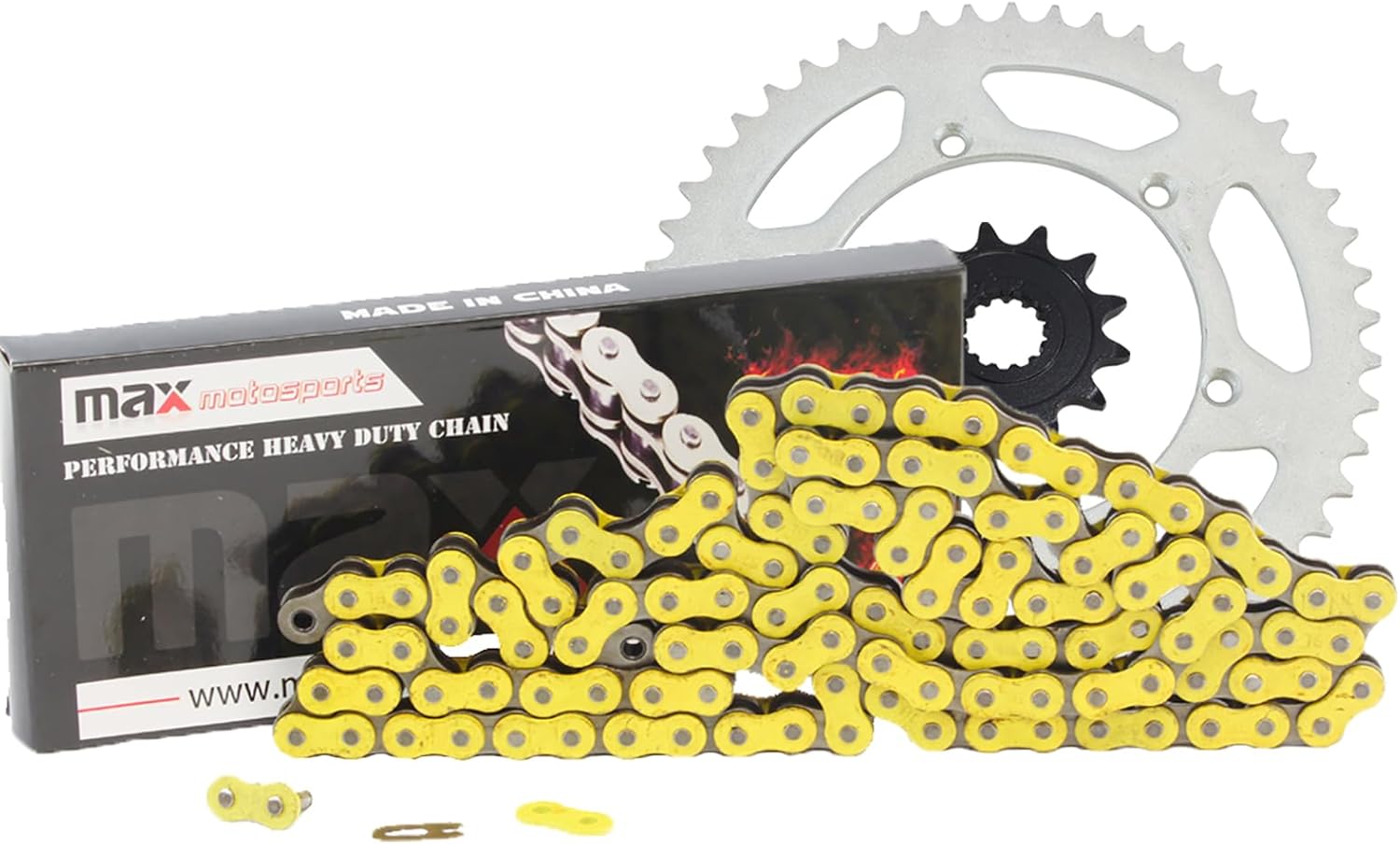 Max Motosports Drive Chain and Sprocket Kit replacement for Kawasaki EX250R Ninja 250R 2008 2009 2010 2011 2012 (Red)