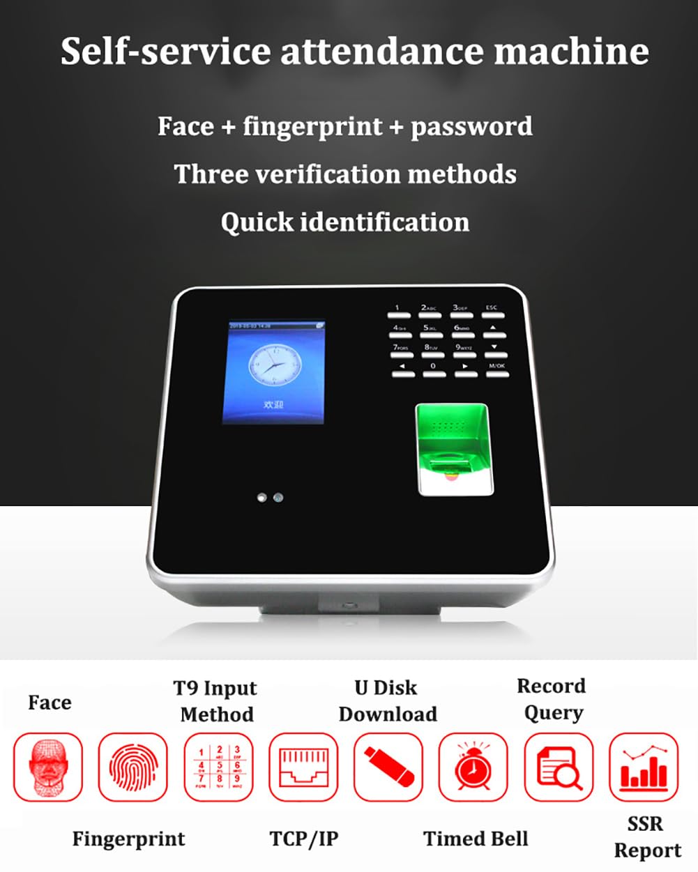Amazon.co.jp: 従業員用打刻機、TCP/IP生体認証顔勤怠システム、顔を