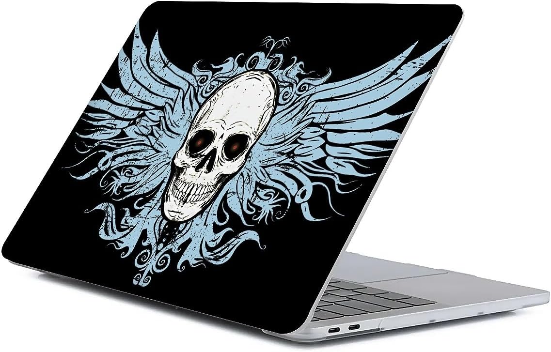Case Compatible with MacBook Air 13 Inch 2022 2021 2020 2019 2018 Release Model A2337 M1 M2 A2681, Art Protector Covers for Air13 Retina Display with Touch ID-Skull with Wings