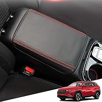 Vista 13 de Funda de cuero para consola central, funda protectora para reposabrazos, accesorios (negro con costuras blancas) para Mazda CX-5/CX5 2017 2018 2019