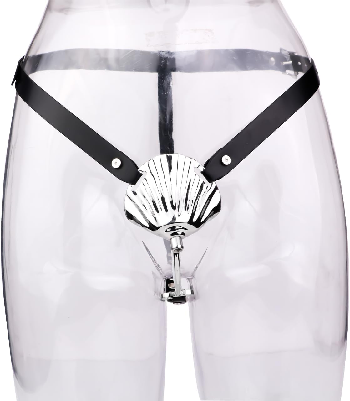 4 Styles of Seashell Shape Metal Mini Cock Cage with Belt, Wearable Male Chastity Cage with Lock and Key Adult Sex Toy for Men - with Belt and Anal Plug and Catheter