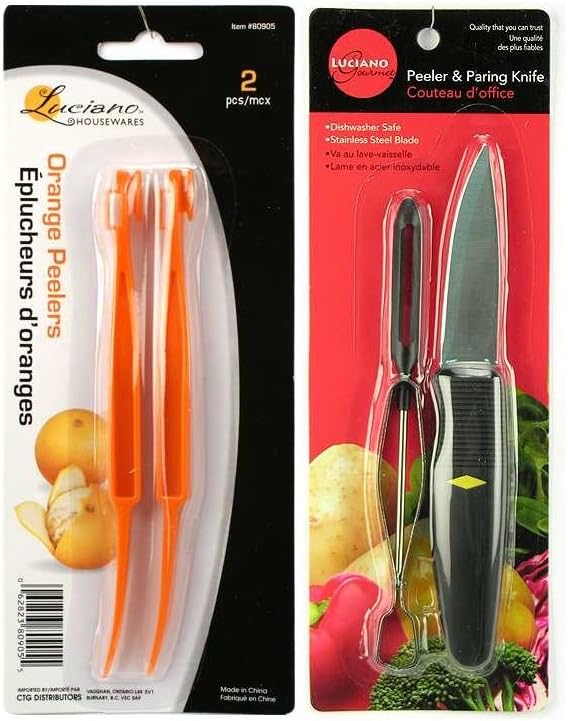 Luciano Orange Peeler or Citrus Peeler with Paring Knife Set-(Perfect for peeling and paring fruits and vegetables)